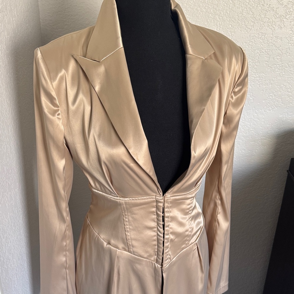 Elegant Satin Tan Women's Jacket